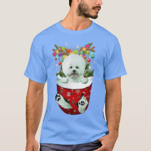 Bichon Frise Snow Pocket Dogs Christmas Pocket T-Shirt