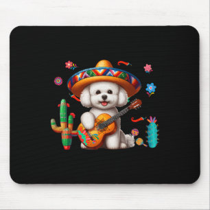 Bichon Frise Sombrero Mexican Guitar Cinco De Mayo Mouse Pad
