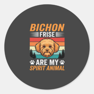 Bichon Frise Spirit Animal Retro Dog Classic Round Sticker