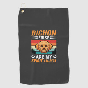 Bichon Frise Spirit Animal Retro Dog Golf Towel