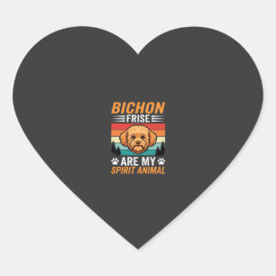 Bichon Frise Spirit Animal Retro Dog Heart Sticker