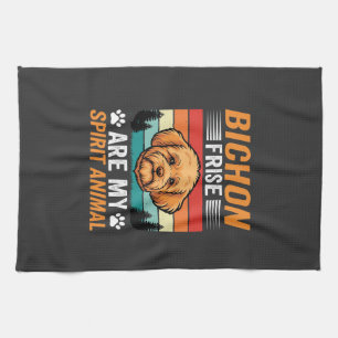 Bichon Frise Spirit Animal Retro Dog Tea Towel