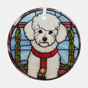 Bichon Frise Stained Glass Christmas  Tree Decoration