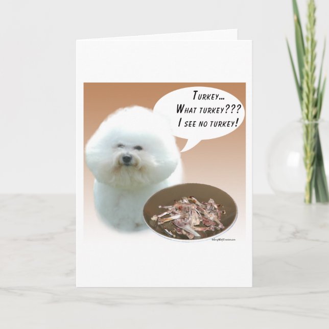Bichon Frise Turkey Holiday Card (Front)