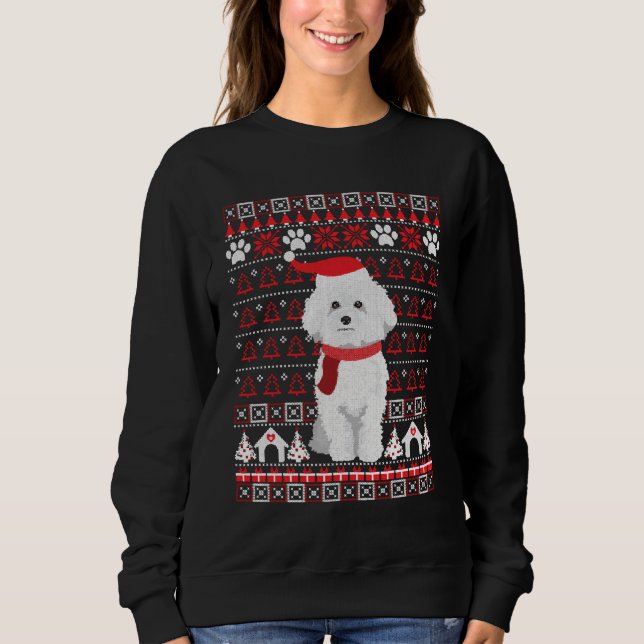 Bichon Frise Ugly Christmas Sweater Holiday Dog (Front)