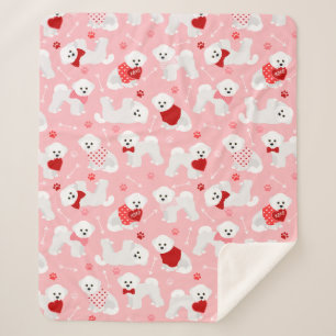 Bichon Frise Valentine Pattern Sherpa Blanket