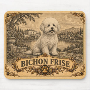 Bichon Frise, Vintage Heritage Dog Mouse Pad