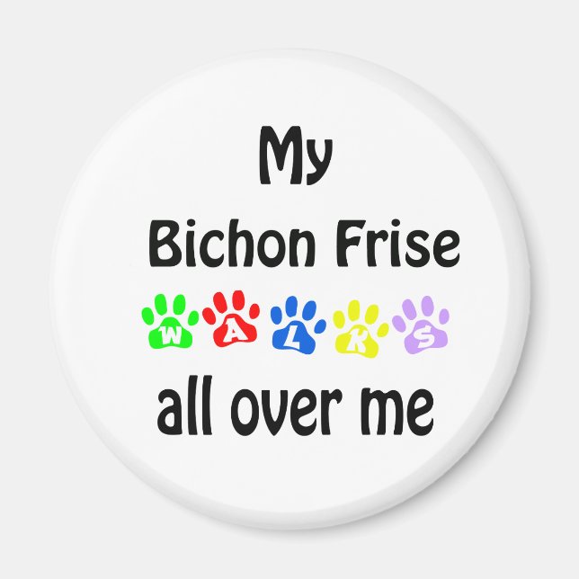 Bichon Frise Walks Design Magnet (Front)