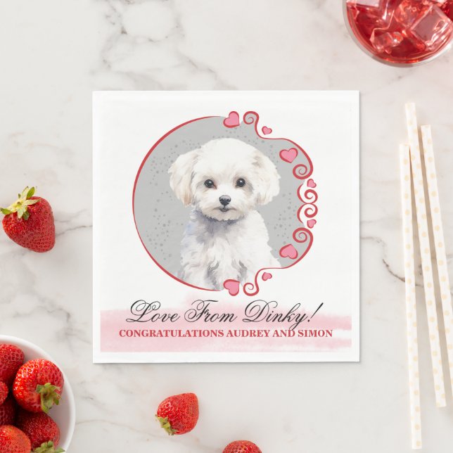 Bichon Frise Wedding Napkins With Dogs Photo (Insitu)