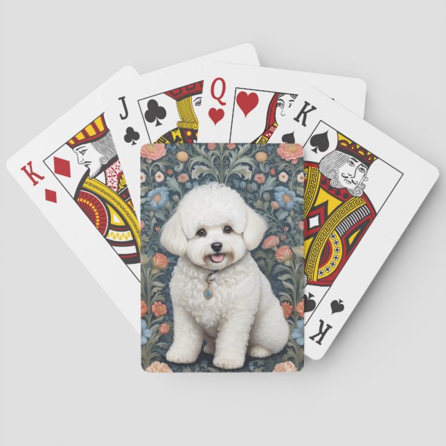 Bichon Frisé William Morris Inspired Floral Playing Cards (Back)