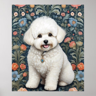 Bichon Frisé William Morris Inspired Floral Poster