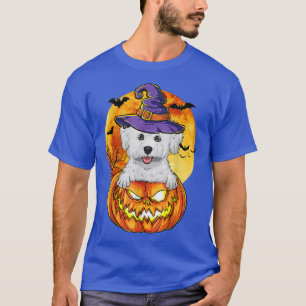 Bichon Frise Witch Pumpkin Halloween Dog Lover Fun T-Shirt