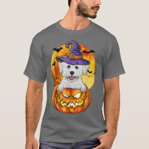 Bichon Frise Witch Pumpkin Halloween Dog Lover Fun T-Shirt