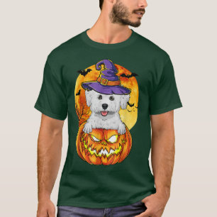 Bichon Frise Witch Pumpkin Halloween Dog Lover Fun T-Shirt