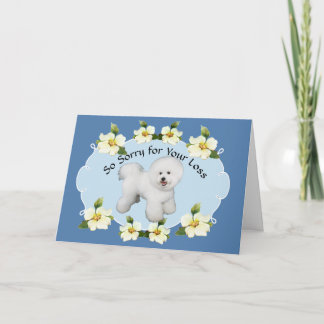 Bichon Frise with Blue Dogwood Sympathy Card