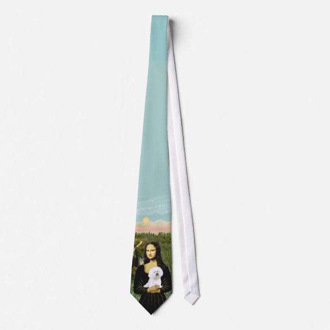 Bichon Frise with Mona Lisa Tie (Front)
