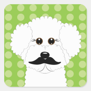 Bichon Frise with Moustache Square Sticker