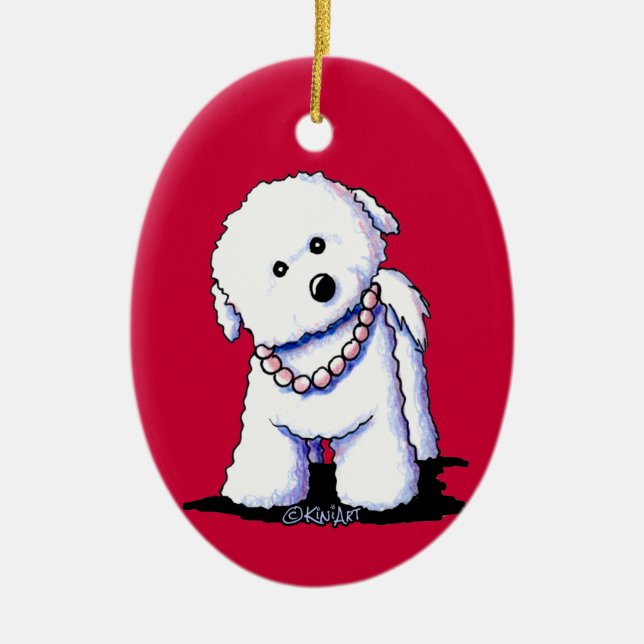 Bichon Graceful In Pearls Ornament (Front)