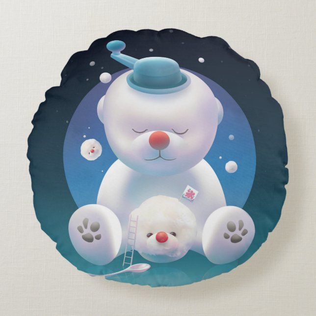 Bichon Ice Shaver Dreamland Round Cushion (Front)
