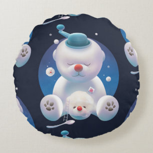 Bichon Ice Shaver Dreamland Round Cushion