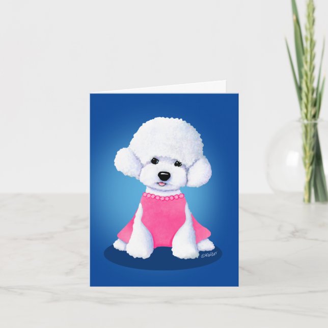 Bichon In Pink Note Card (Front)
