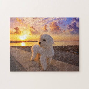 Bichon on the Beach Your Pet Photo Personalised Jigsaw Puzzle