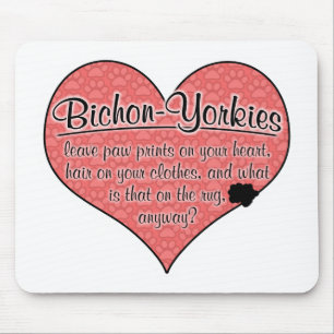 Bichon-Yorkie Paw Prints Dog Humour Mouse Pad