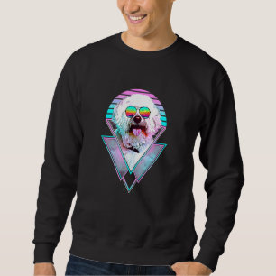 Bichons Frise Dog Vintage Retro Vaporwave Beach Vi Sweatshirt