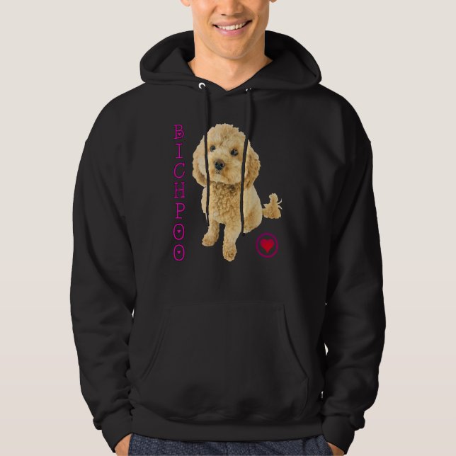 Bichpoo Puppy Dog Poodle Cross Noodle Super Cute B Hoodie (Front)
