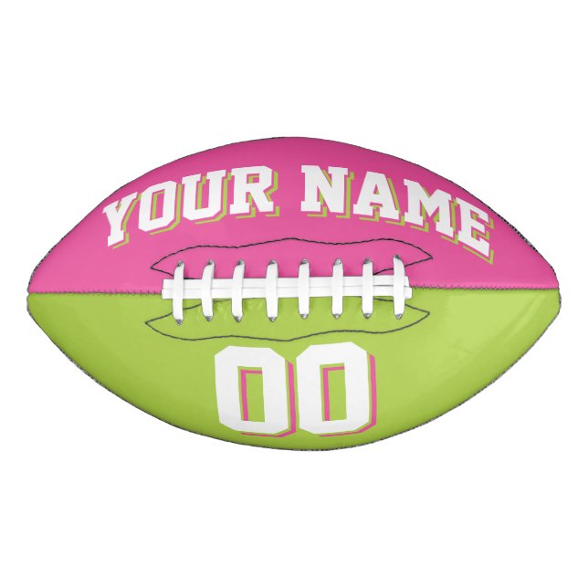 BICOLORED Pink And Lime Green Custom Football (Front)