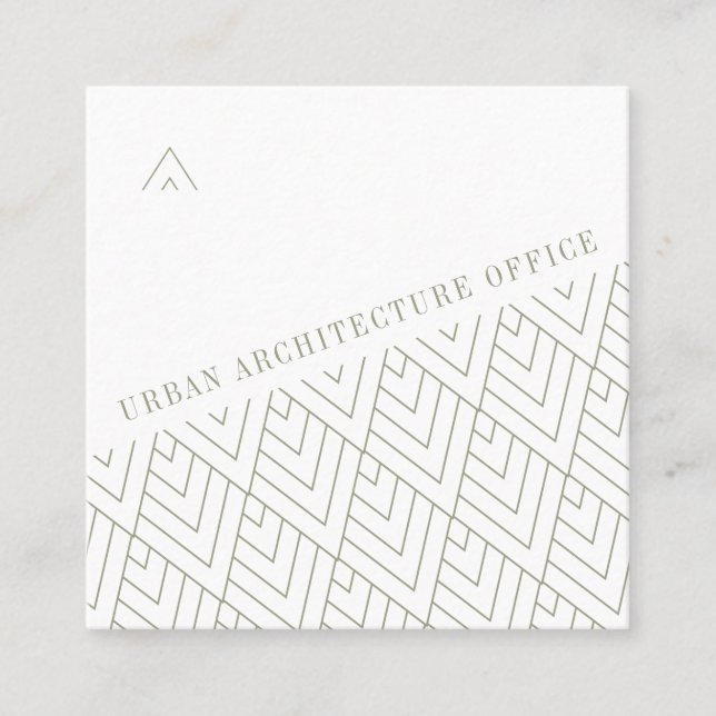 Bicolour geometric minimalist architect office square business card (Front)