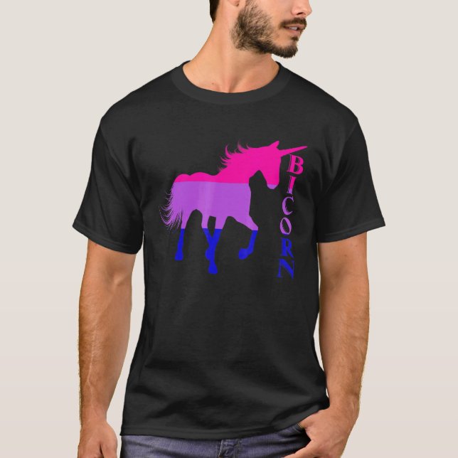 Bicorn Bisexual Flag Unicorn Lgbtq Bisexual Awaren T-Shirt (Front)