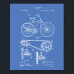 Bicycle 1890 Patent Art - Blueprint Poster<br><div class="desc">This Patent Art print is based on artwork from a drawing in a United States Patent.</div>
