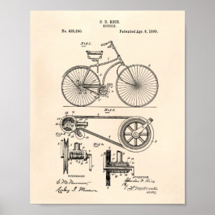 Bicycle 1890 Patent Art - Old Peper Poster