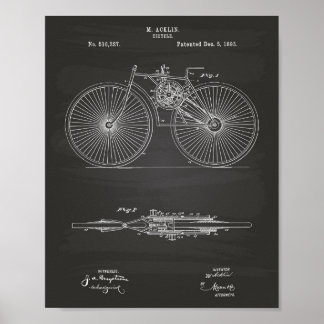 Bicycle 1893 Patent Art Chalkboard Poster