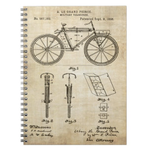 Bicycle 1896 Patent Print Spiral Notebook