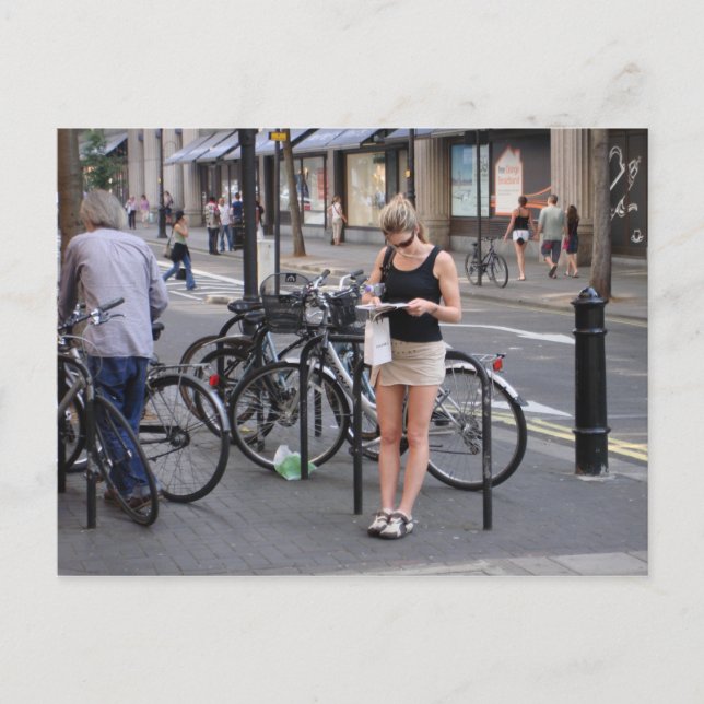 Bicycle a miniskirt postcard (Front)