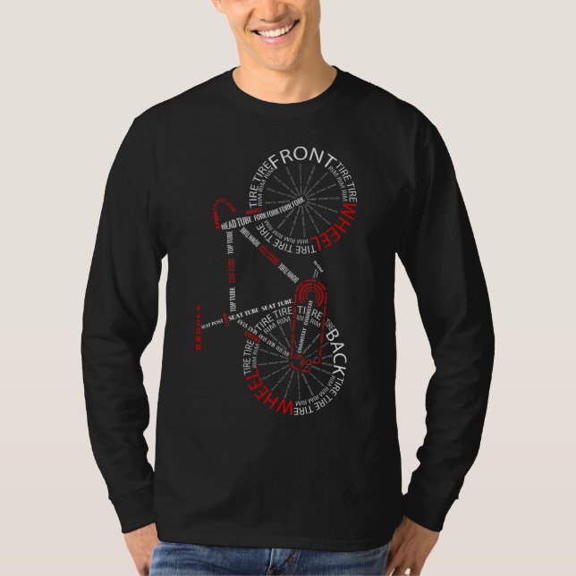 Bicycle Anatomy Bike Parts Vertical Cycling T-Shirt (Front)