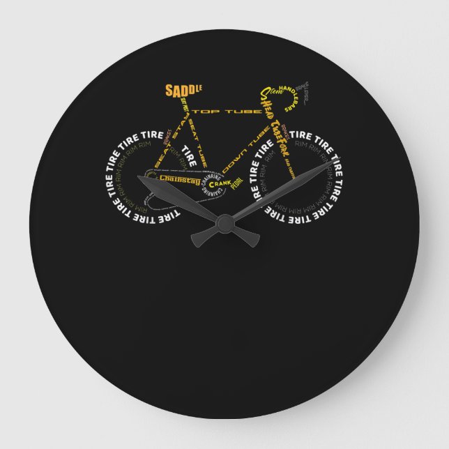 Bicycle Anatomy   Cute Cycling Is Life  Gift Large Clock (Front)