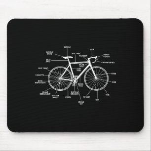 Bicycle anatomy- funny bicycle parts cycling mouse pad