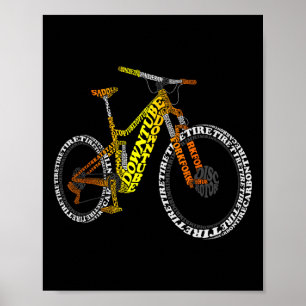 Bicycle Anatomy Mountain Bike Mtb Parts Funny Bike Poster