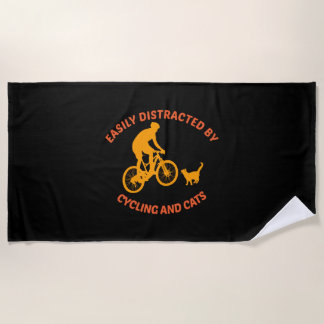 bicycle and cat beach towel