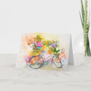 Bicycle and flowers  card
