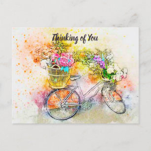 Bicycle and flowers custom postcard