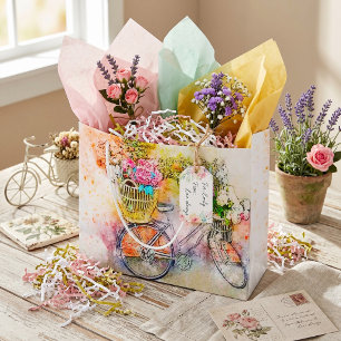 Bicycle and flowers large gift bag