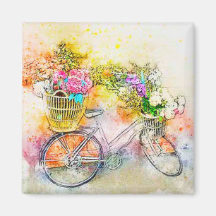 Bicycle and flowers magnet