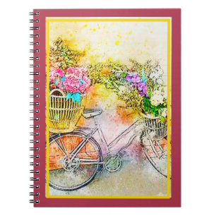 Bicycle and flowers notebook