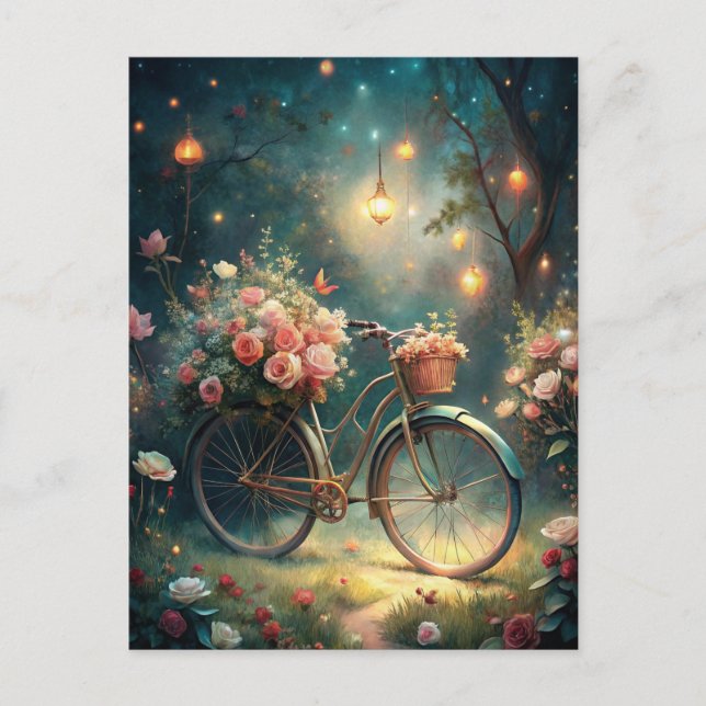 Bicycle and Flowers Postcard (Front)