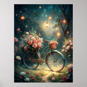Bicycle and Flowers Poster