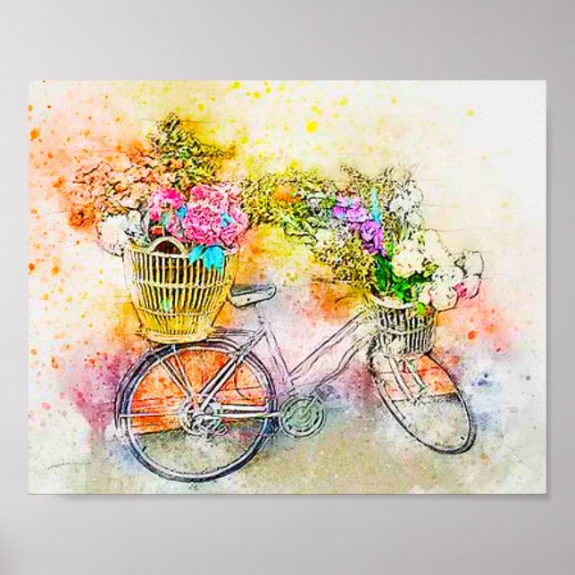 Bicycle and flowers  poster (Front)